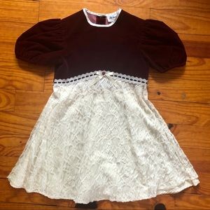 EUC VTG 90s / Y2K Formal Girl’s Velvet & Lace Christmas Holiday Party Dress